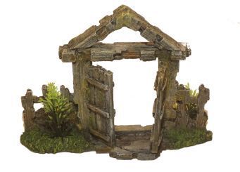 Holztor mit Topf und Pflanzen 1 Stück
