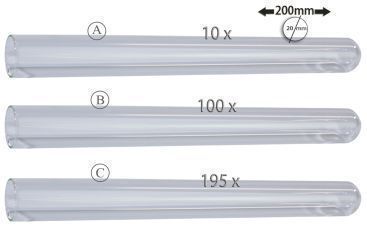 Reagenzgläser 200x20mm, Glas 10 Stück